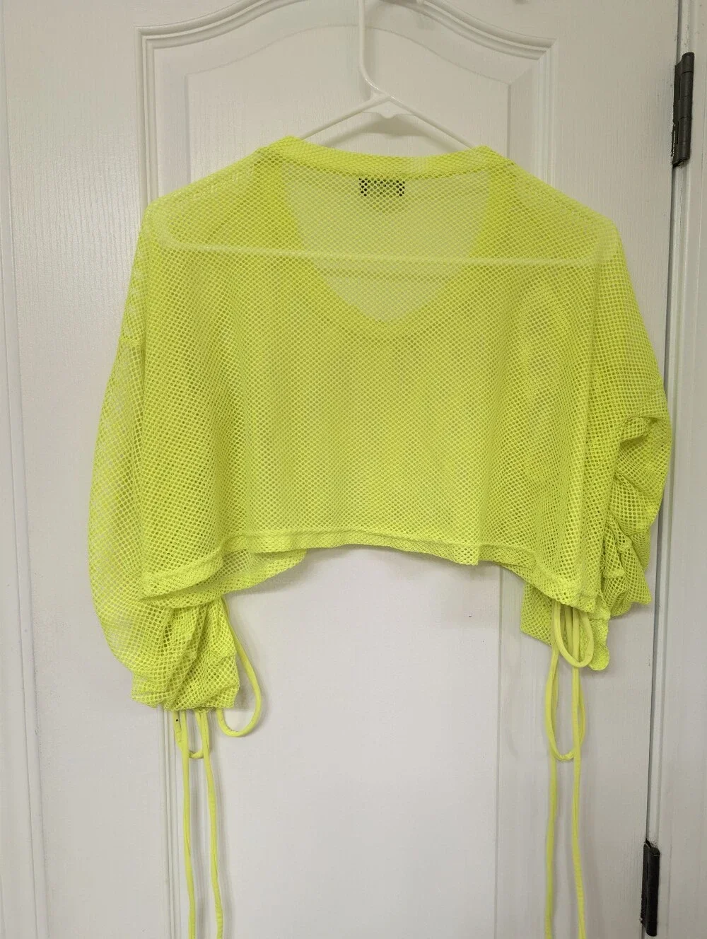 Neon Yellow/ Green  Mesh Swim Cover  Crop Top and Shorts